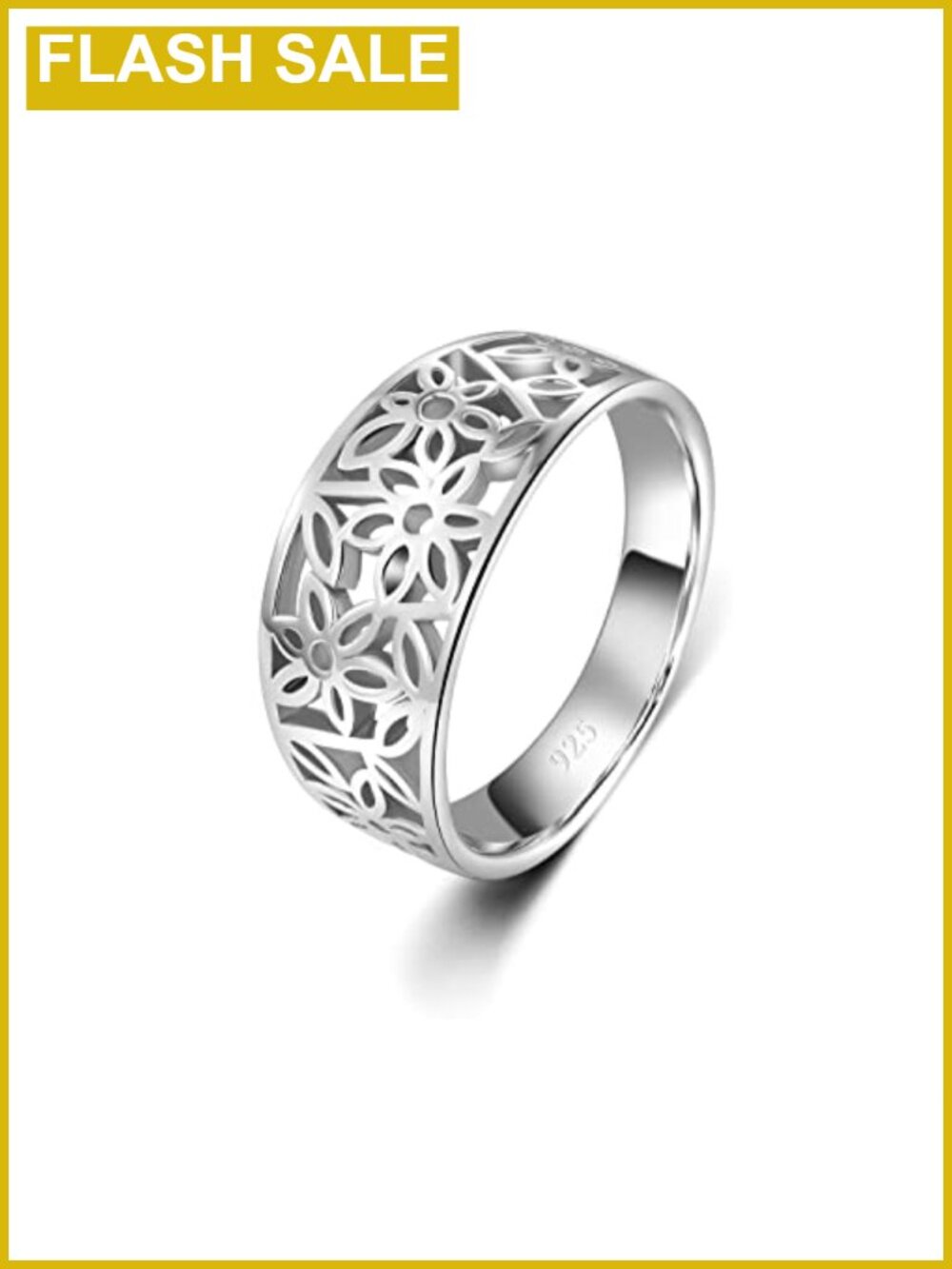 Leaf Filigree Ring in Sterling Silver or Waterproof Gold Plated, Sizes 4-12